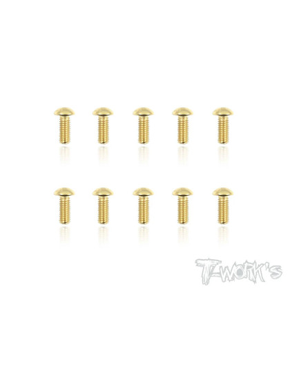 4mmx10mm Gold Button Head Screws (10Pcs) - T-WORKS - GSS-410B
