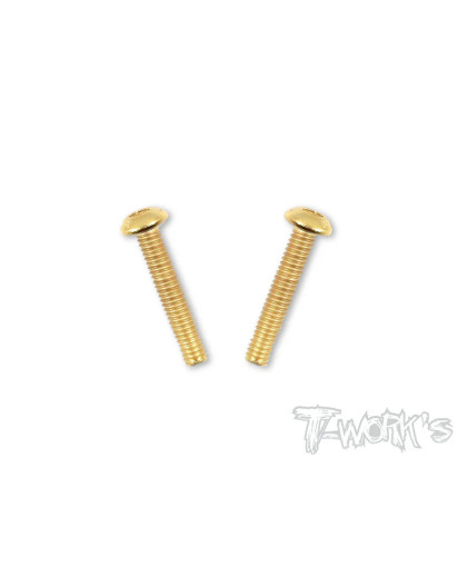 4mmx22mm Gold Steel Button Head Screws (2Pcs) - T-WORKS - GSS-422B