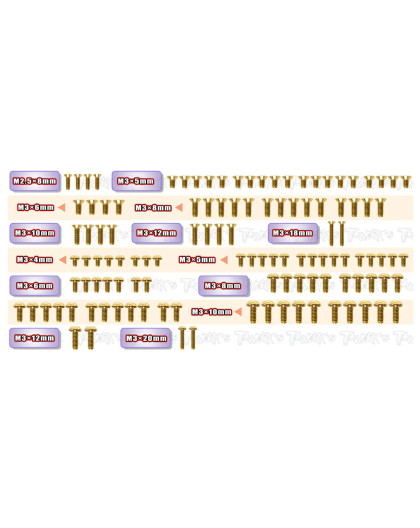 Kit Vis Acier Nitride Doré X-RAY X4 2026 (117) - T-WORKS - GSSU-X4'26