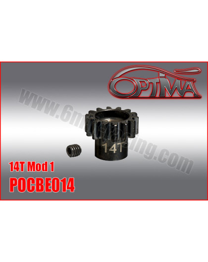 Pignon moteur acier 14 dents M1.0 - D5.0mm - OPTIMA - POCBE014