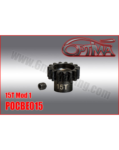 Pignon moteur acier 15 dents M1.0 - D5.0mm - OPTIMA - POCBE015