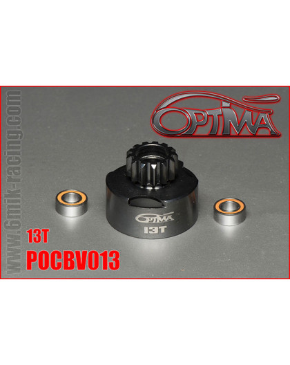 Cloche d'embrayage 13 dents ventilée + roulements - OPTIMA - POCBV013