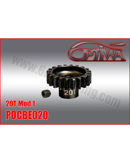 Pignon moteur acier 20 dents M1.0 - D5.0mm - OPTIMA - POCBE020