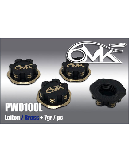 Ecrous de roues borgnes laiton - Noir/Or (4) - 6MIK - PW0100L