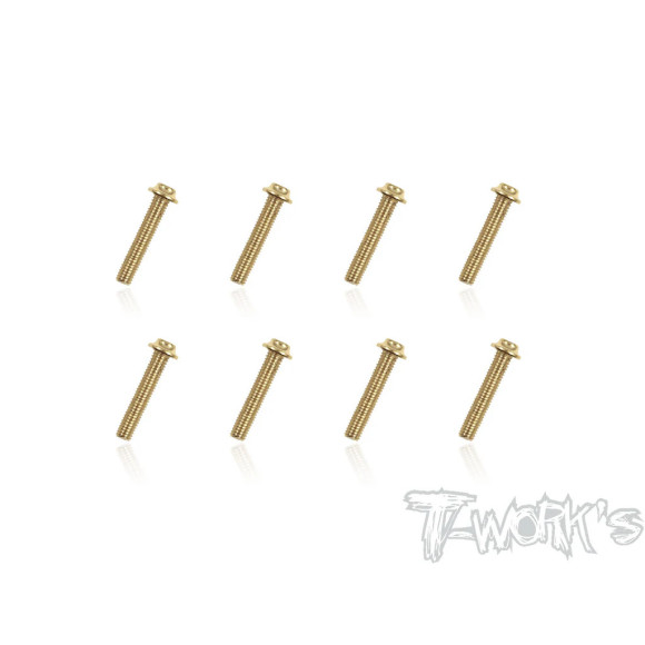 3mmx16mm Gold Steel Ufo Screws (8Pcs) - T-WORKS - GSS-316U