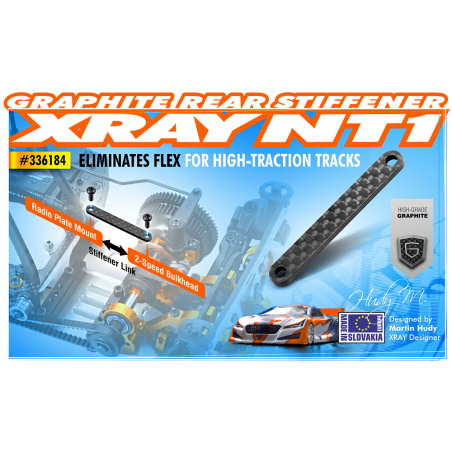 GRAPHITE REAR STIFFENER 2.0MM - 336184 - XRAY