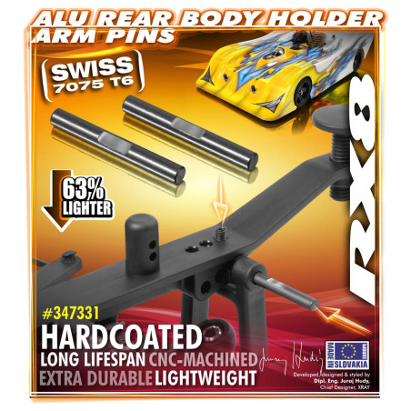 ALU REAR BODY HOLDER ARM PIN - HARD COATED (2) - 347331 - XRAY